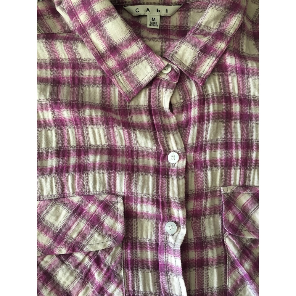 Cabi Violet Button Up Top With Lace Up Back - image 2